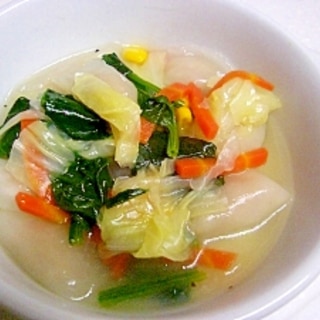 水餃子と野菜たっぷりの中華ミルクスープ